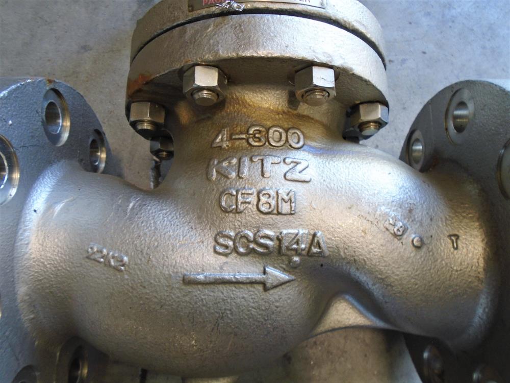 Kitz 4" 300# CF8M Globe Valve, Fig# 300UPAM-GRF